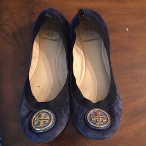 Tory Burch Navy Suede Flats